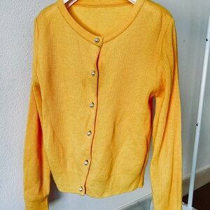 Yellow Cardigan Pearl Button (S)